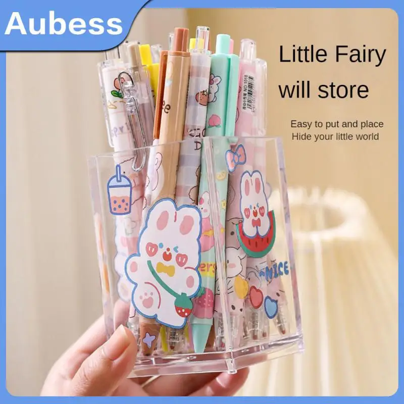 

1pcs Brush Storage Bucket Transparent Pen Container Wear-resistant Fall-resistant Penholder Stationery Ps 6.5×6.5×10cm Ins