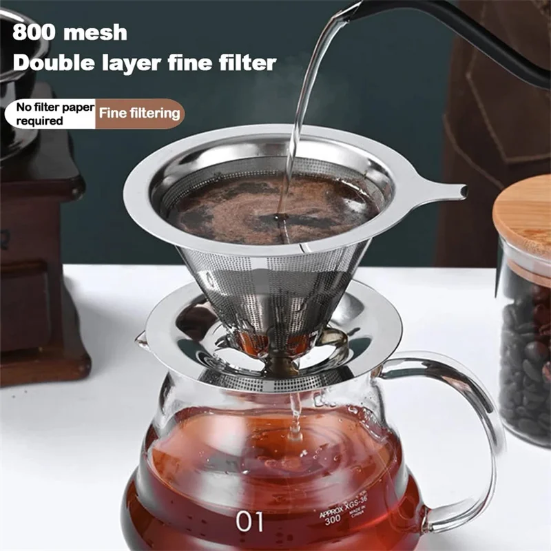 

304 двойной кофе многоразовый кофейный слой капельница стальной держатель для чая и кофе инструменты нержавеющая корзина фильтр сетчатый фильтр