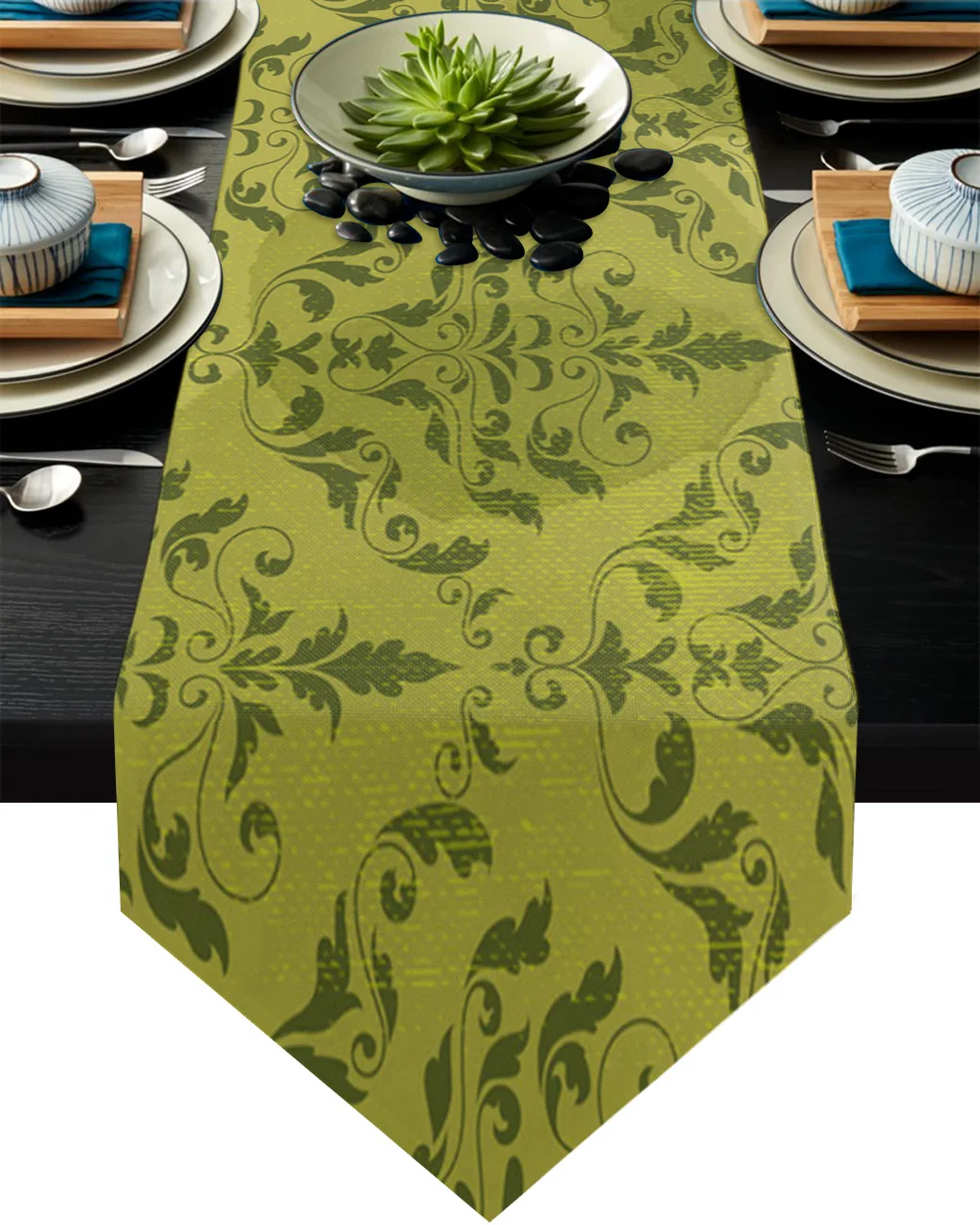 

Pattern Yellow Retro Table Runners Wedding Table Decoration Coffee Table Home Decor Printed Tablecloth for Kitchen Table Runners