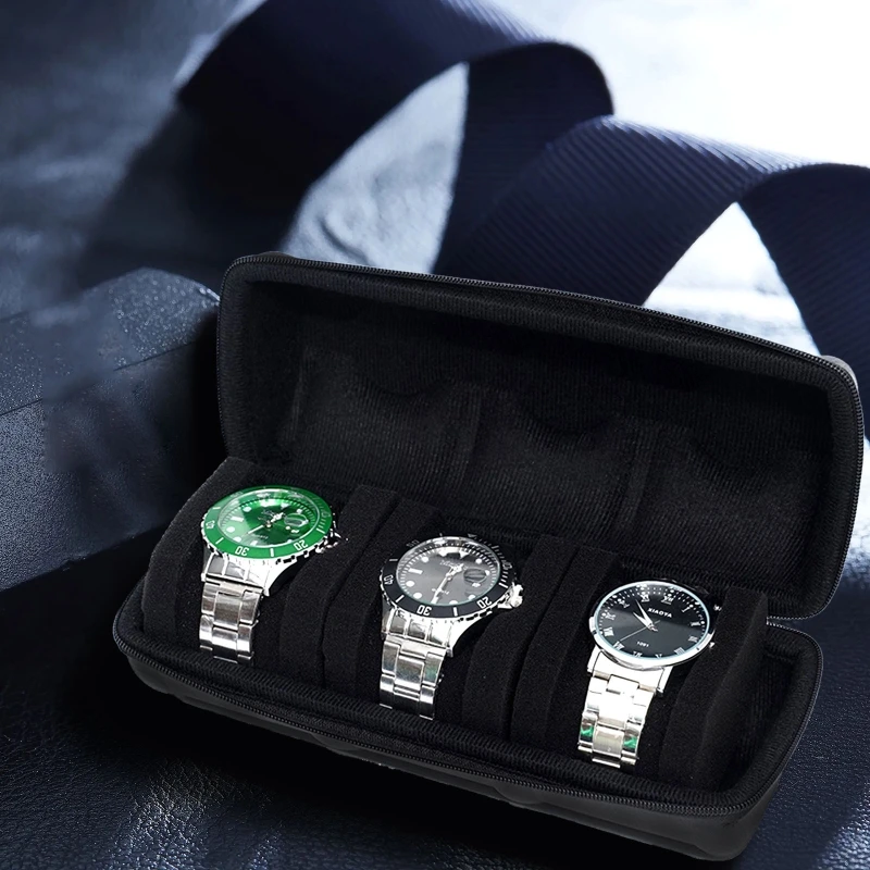 

N58F Watch Travel Case for Men Portable Watch Roll Organizer Box Portable Holder and Organizer with Soft Pillow 2/3/5 Slot