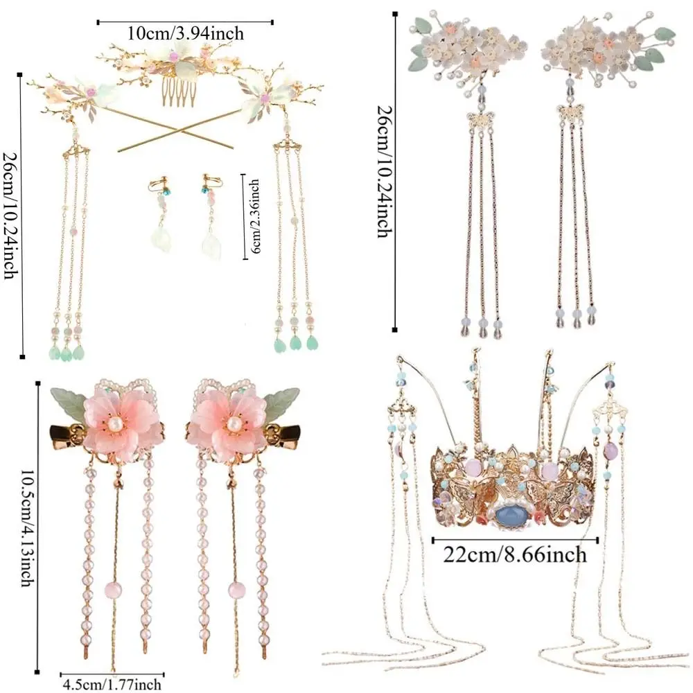 Набор заколок для волос в китайском стиле с цветком кисточка булочек палочка Hanfu