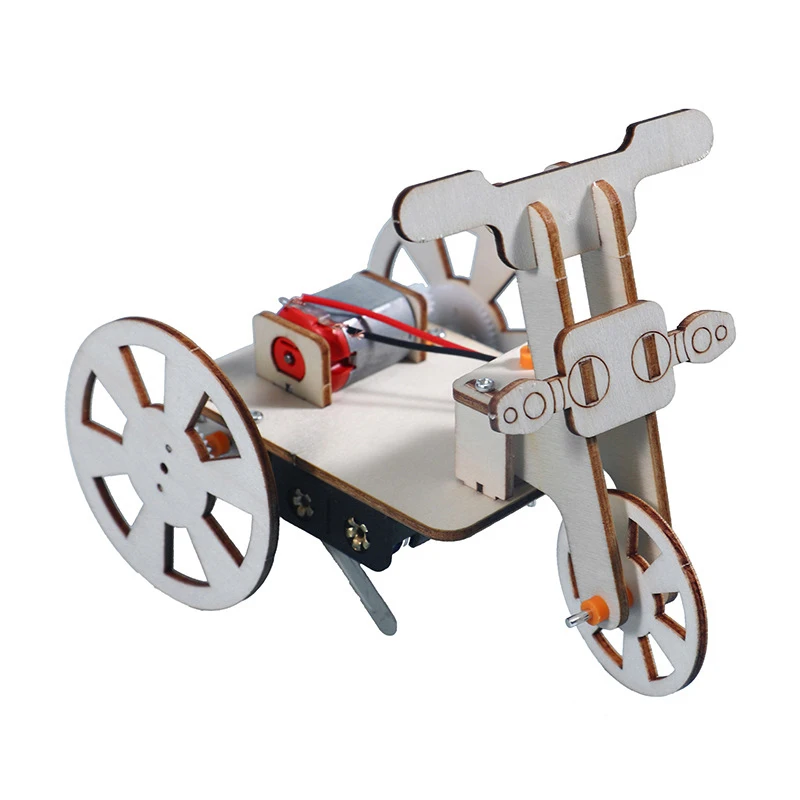 

STEM Toys For Children Educational Science Experiment Technology Toy Set Wooden Electric Tricycle Model Puzzle Painted Kids Toys