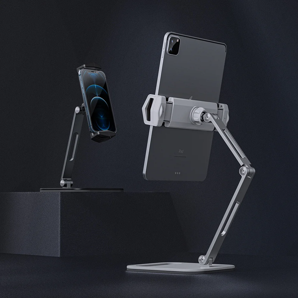 

Foldable Tablet Stand Three Shaft Design MultiAngle Adjustable Desktop Tablet Support Aluminum Hands Free Cell Phone iPad Holder