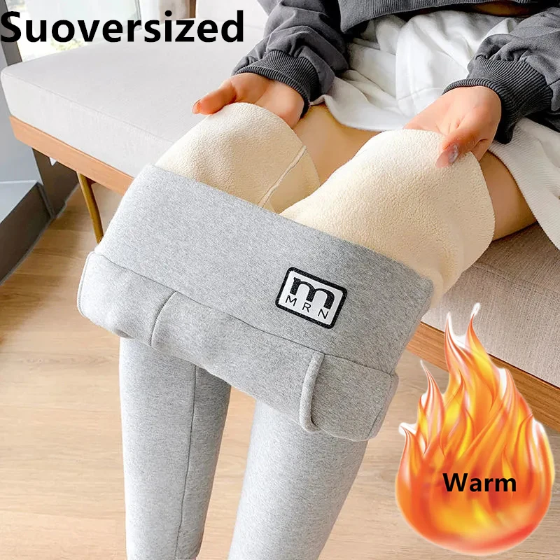 

Winter Thicken Lambswool High Waist Strecth Bottomed Pants For Women Casual Black Basic Leggings Korean Slim Warm Pantalones