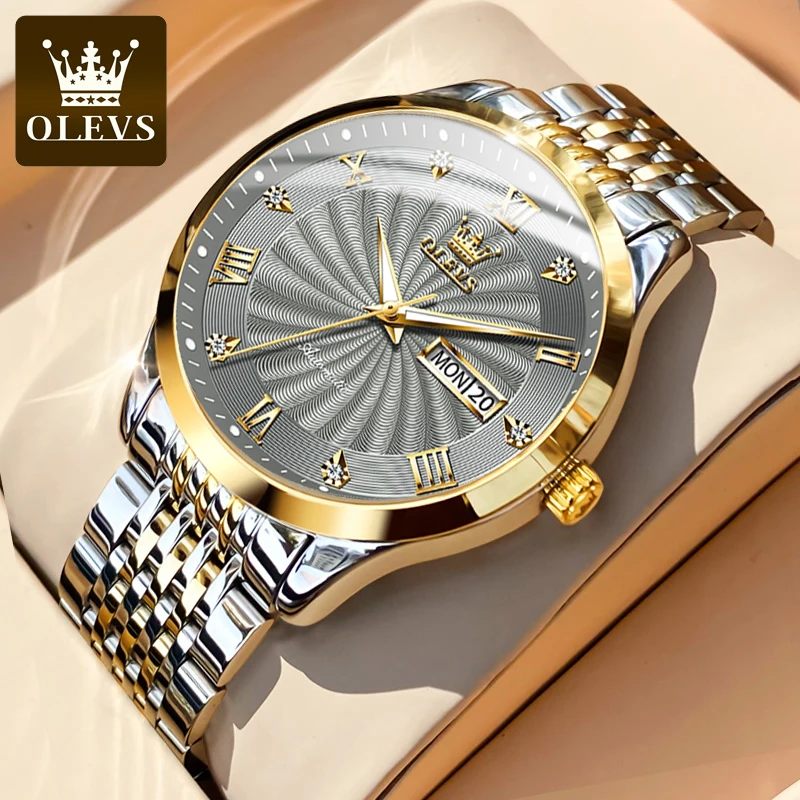 

OLEVS Luxury Watch Men Automatic Mechanical Business Male Wristwatch Waterproof Roman Dial Date Week Display Relogio Masculino