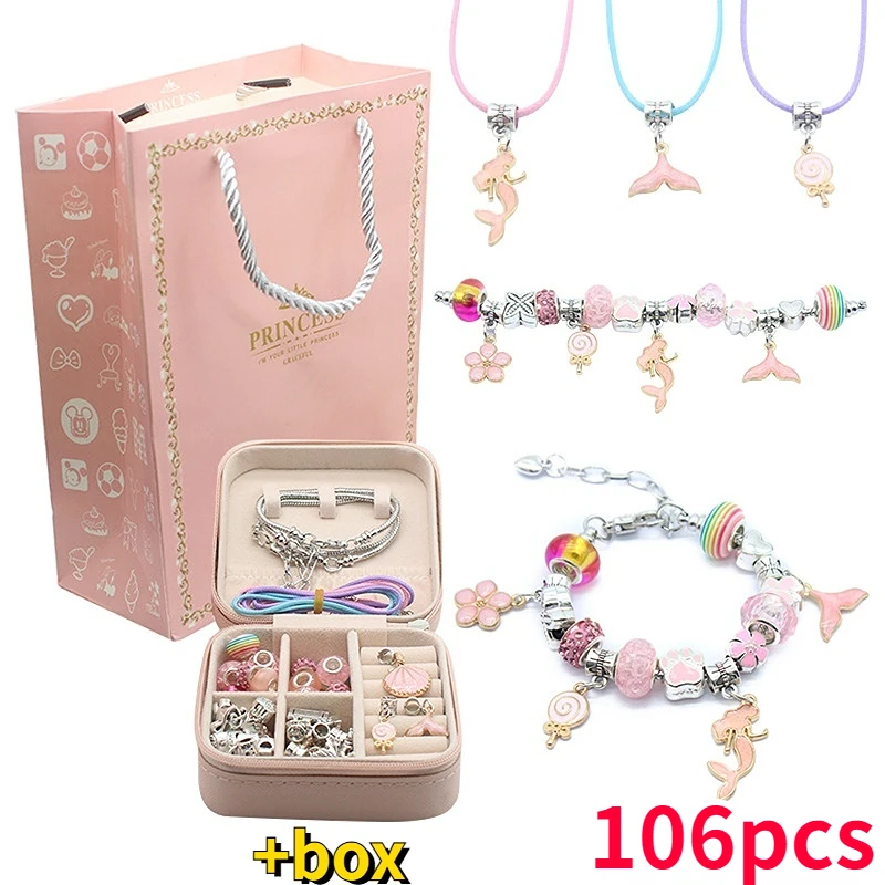 

Комплект браслетов для женщин 106 шт., аксессуары для изготовления ювелирных изделий своими руками, набор металлических подвесок, трендовая ...