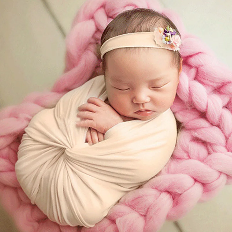 Baby Photography Blacket Solid Newborn Photography Props Accessories Stretchy Cotton Unisex Baby Wrap 40*150cm