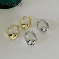 scalloped fashion irregular round minimalist silver pin earrings women birthday party jewelry earrings
