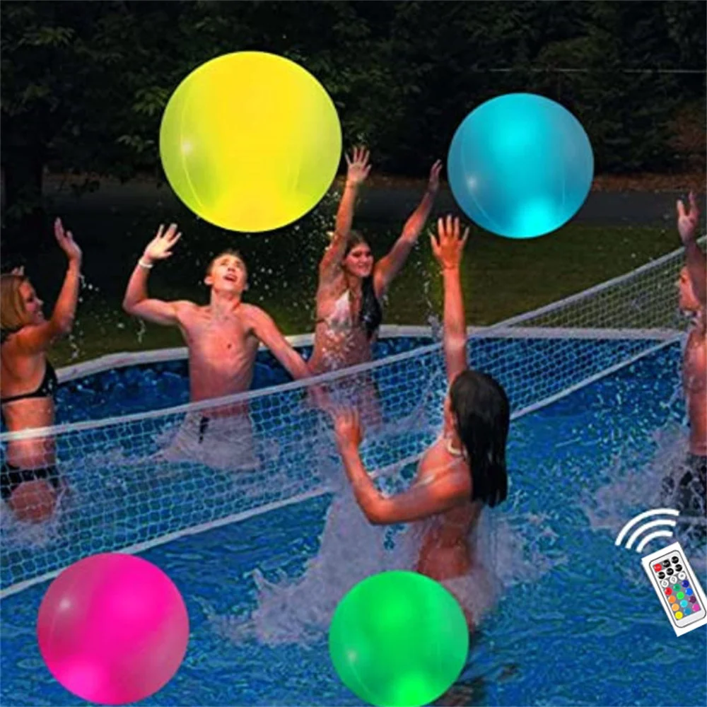 

1pcs 40cm RGB Floating Pool Light 16in 13 Colors Glowing Decorative Beach Ball For Outdoor Swimming Pool Pool Sports Equipment