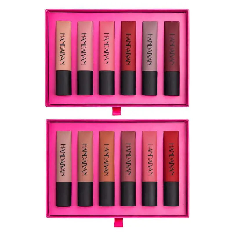 

Velvet Matte Lip Gloss 6pcs Four Seasons NonStick Cup Matte Liquid Lipstick High Pigmented NonStick Cup Lip Glaze Set Makeup