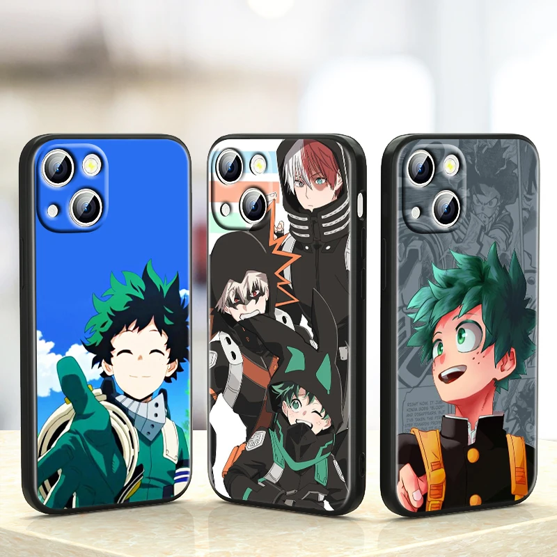 

My Hero Academia Midoriya Cute For iPhone 13 12 11 Pro MAX mini XS MAX XR X 7 8 6 5S SE 2020 Plus Soft Black Phone Coque Fundas