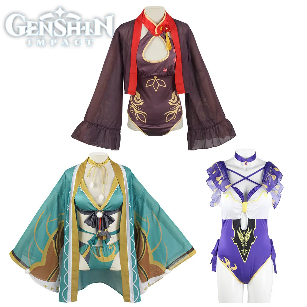 

Genshin Impact Hu Tao Lisa Ms Hina Lovely Bikini Swimsuit Swimwear Summer Jumpsuits Cloak Cosplay Costume Sexy Women Outfit