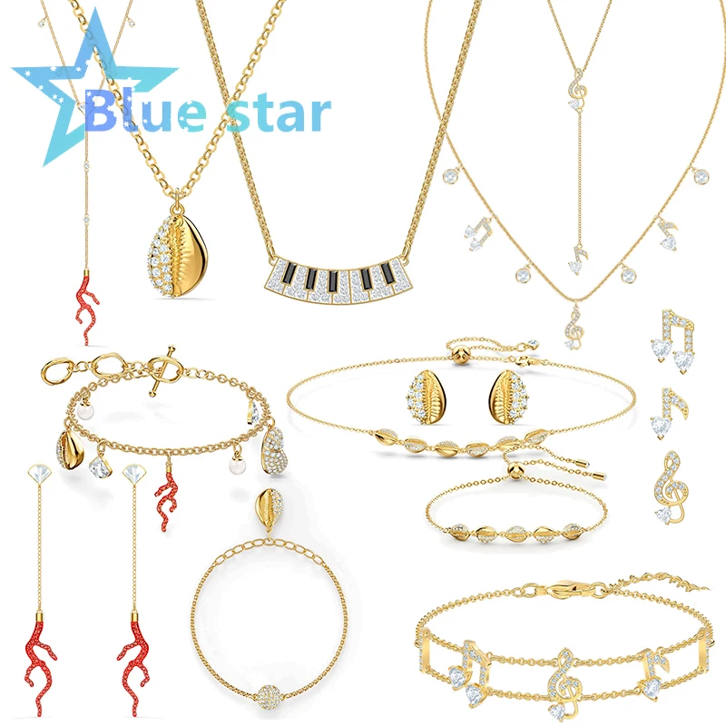 

Swa Trend Necklace Ladies Gold Jewelry Swan Crystal Jewelry Earrings Gold Note Charm Ladies Jewelry Musician Gifts
