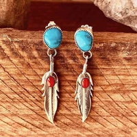 bohemian long feather tibetan silver dangle earrings for women beach drop earrings wedding bride party jewelry wholesale