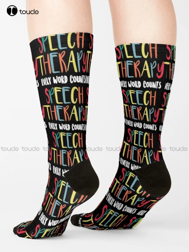 

Speech Therapy Language Pathologist Socks Mens Novelty Socks Unisex Adult Teen Youth Socks 360° Digital Print Gd Hip Hop Gift