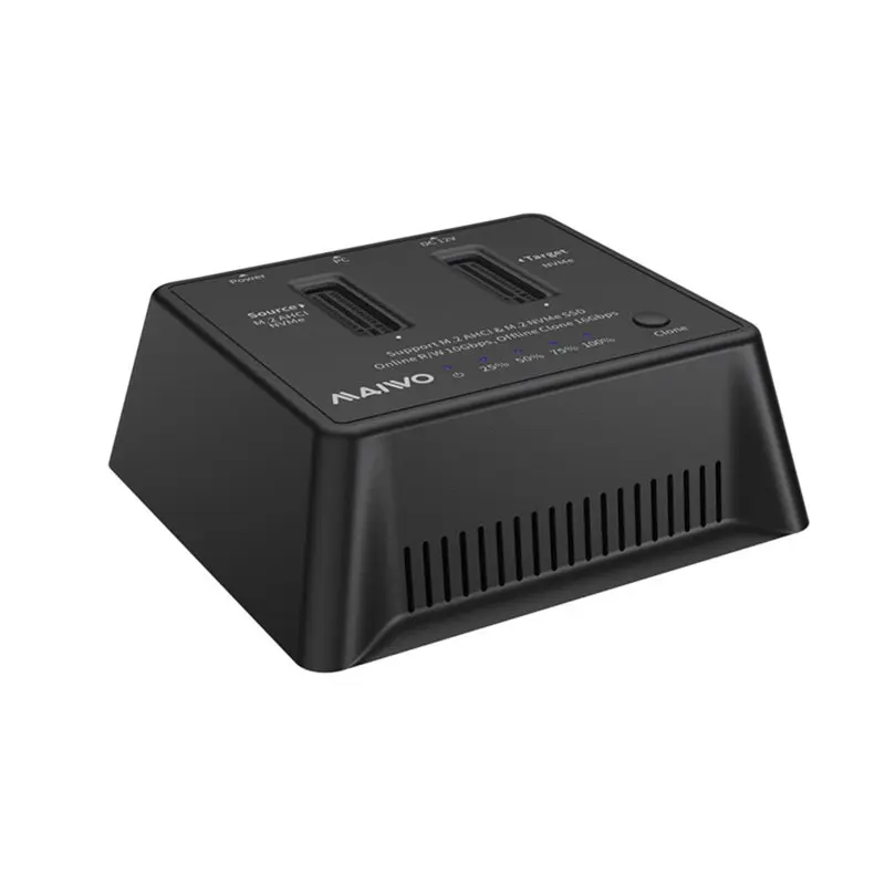 Фото Внешний корпус-дубликатор MAIWO Clone Type-C 3.2 Gen2 X1 для SSD M.2 NVMe AHCIX с двумя отсеками, бокс для хранения данных M2 №1