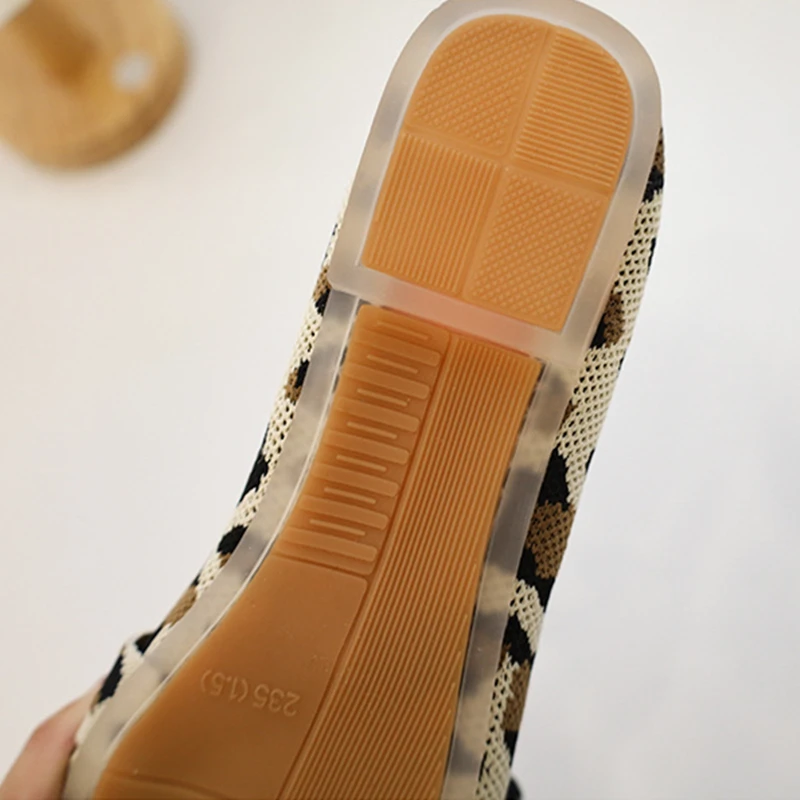 Pointed Toe Thin Flat Bottom Casual Shoe Shallow Mouth Soft Bottom Breathable Bow Knitted Shoes Women Ballerina Zapatillas Mujer