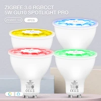 4pcs smart spotlights zigbee 3 0 color changing 5w gu10 pro led light spotlight bulb suitable for bedroom living room kitchen