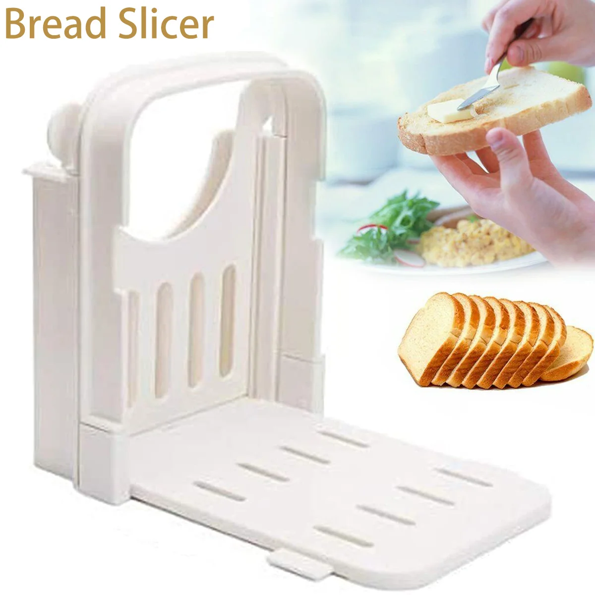 

Bread Slicer Foldable Toast Slicer Tool Adjustable Toast Loaf Slicing Machine Plastic Bread Cutting Guide Tools for Homemade