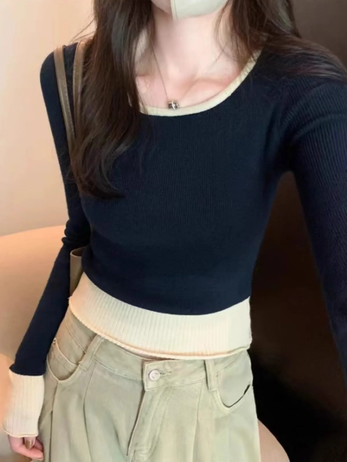 Ощущение класса! Имитация двух кашемировых трикотажных изделий женский