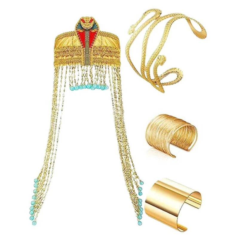 Женский египетский головной убор манжета на руку в виде змеи и браслет запястье