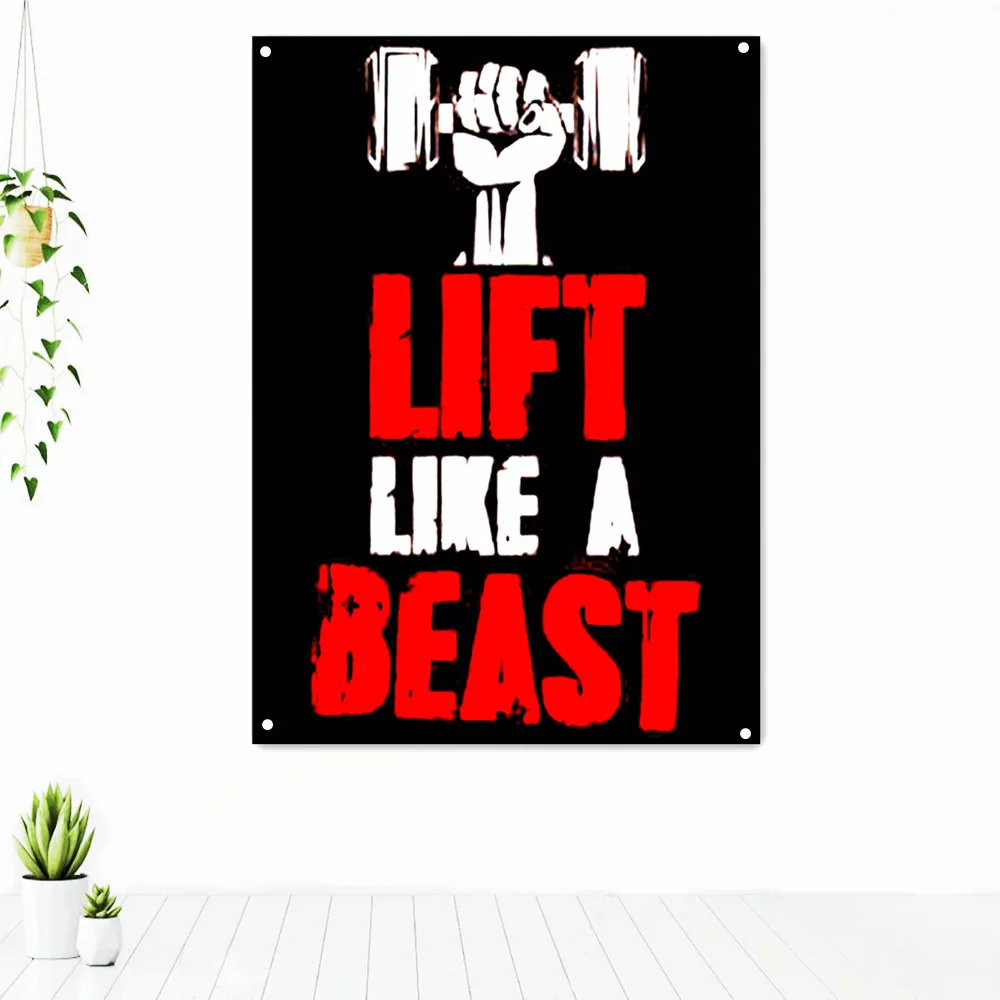 

LIFT LIKE A BEAST Workout Motivational Poster Tapestry Wall Art Fitness Bodybuilding Exercise Banner Flag Sticker Gym Decoration