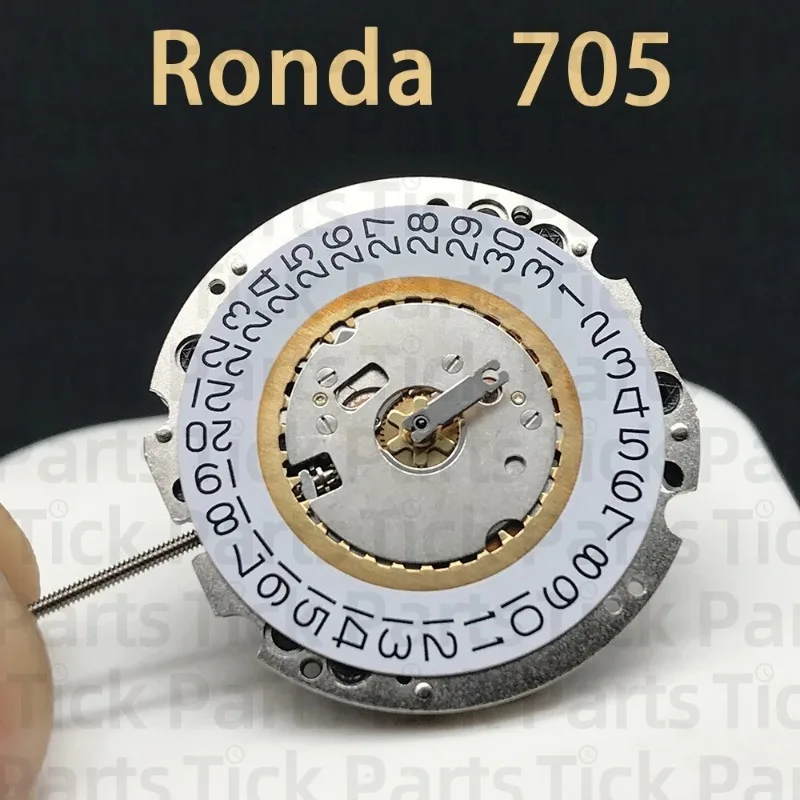 Фото Новый кварцевый механизм Ronda 705 с дисплеем даты, один аккумулятор Jewel Plus, встроенный механизм часов 705-3/6 №1