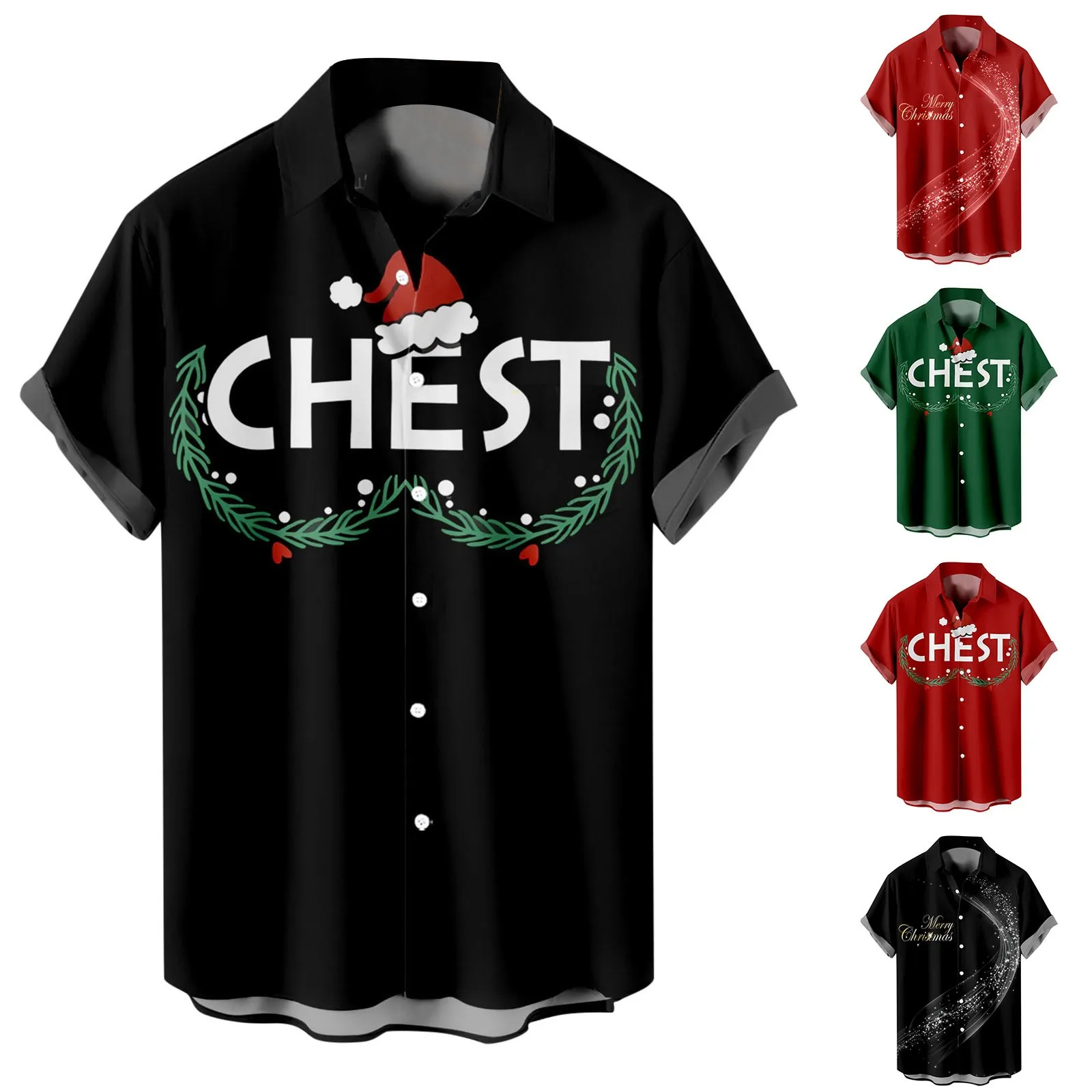 

Men Casual Short Sleeve Autumn Winter Christmas 3D Printed Shirts Fashion Top Blouse Shirts Streetwear Solid Shirts Retro