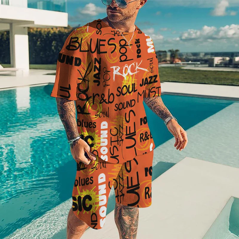 Summer Streetwear Men Sets Tracksuit For Man Outfit Oversized Clothes 3D Printed T-shirt Shorts Sportswear Men's Fashion Suit
