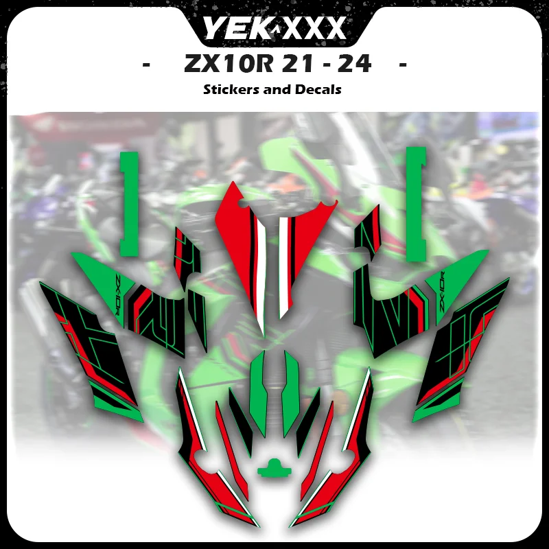 

Полный набор наклеек на обтекатель мотоцикла, реплика версии, наклейка 2023, ZX-10R для Kawasaki ZX10R 2021 2022 2023 2024