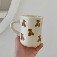 korean ceramic coffee mug cute bear drinking cup kitchen milk tea breakfast retro nordic mug home couple christmas mug gifts