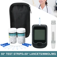 lcd display screen full auto blood glucose monitor diabetes testing kit meter with test strips battery powered