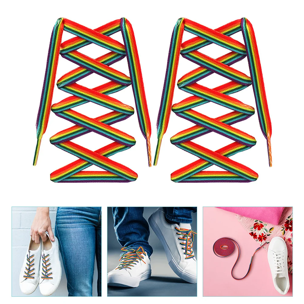 Rainbow Gradient Laces Versatile Shoes Tie Kids Replacement Fashion Canvas Ties Sneakers Running Vertical Stripes