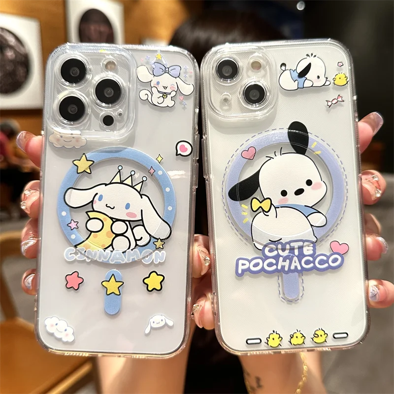 Kawaii Sanrios Cinnamorolls Magsafe Magnetic Phone Case for Samsung Galaxy S24 S23 S22 S21 S20 FE Plus Ultra 5G Soft Clear Tpu