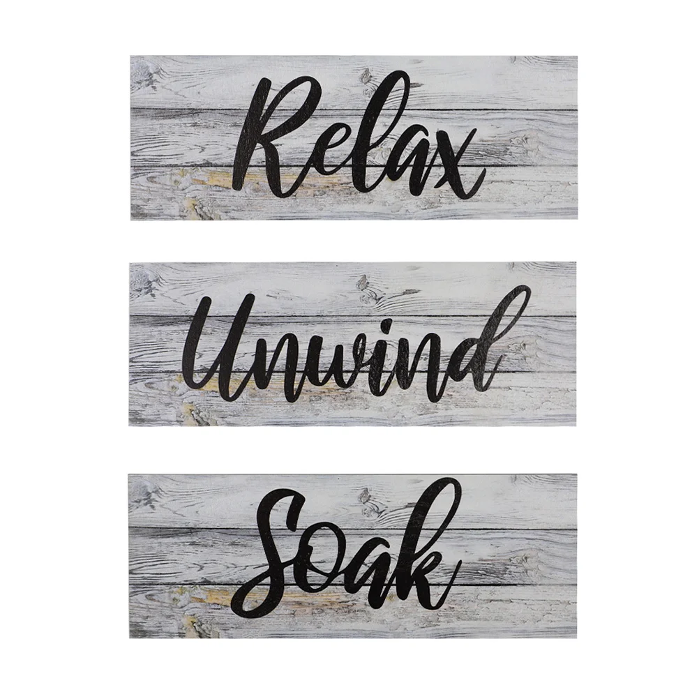 

Bathroom Wall Sign Decor Relax Signs Farmhouseunwind Soak Wood Rustic Laundry Plaque Hanging Roomboard Decorations Decorative