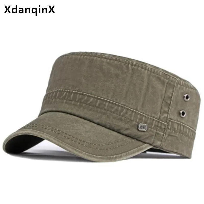 

Free Shipping Spring Autumn Men's Flat Cap Washed Cotton Military Hats Snapback Cap Simple Casual Sports Cap Naval Caps For Men