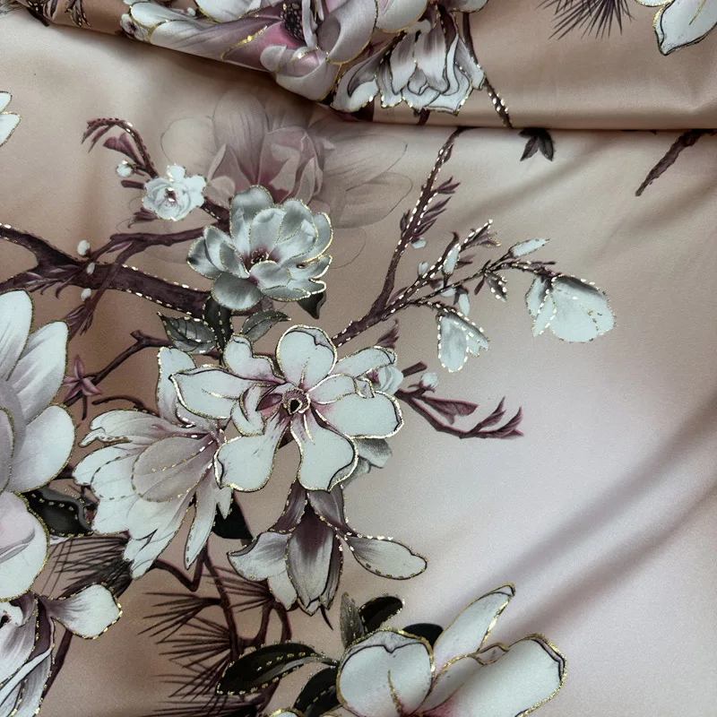 Гладкая Цветочная искусственная атласная ткань мягкая летняя для изготовления
