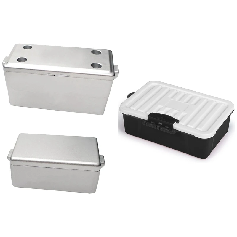 

2 Pcs 1/10 Crawler Rc Car Scale Hard Tool Box Set & 1 Pcs Plastic RC Car Storage Box Decoration Tool