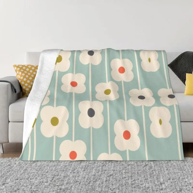 

Orla Kiely Multi Stem Blanket Warm Fleece Flannel Scandinavian Mid Century Modern Throw Blankets for Bedroom Sofa Outdoor Spring