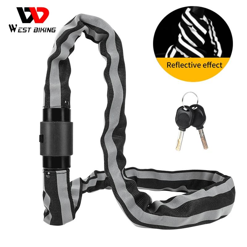 

Замок-Антивор на цепь для велосипеда, 1 м, ночной светоотражающий замок для безопасности дорожного велосипеда, горного велосипеда, мотоцикла, скутера, дверной замок, 2 ключа