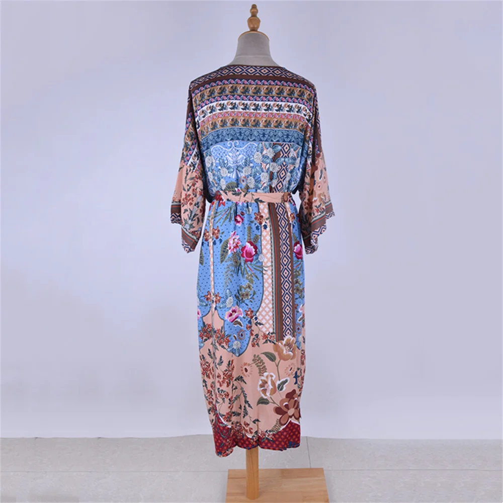 2022 Summer Floral Print Beach Cover Up Dress Tunic Long Pareos Bikinis Ups Swim Cardigan Robe Plage Beachwear |