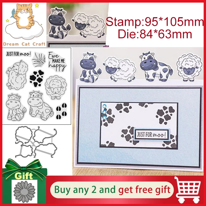 

Make Me Happy Set Sheep and Cows Ewe Clear Stamps and Cutting Dies Diy Scrapbook Album Embossed Crafts Cut Dies and Stamps 2022