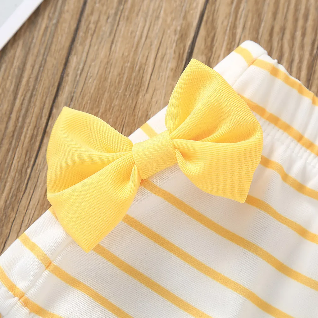 Купальник для маленьких девочек с бантом купальный костюм в полоску бикини