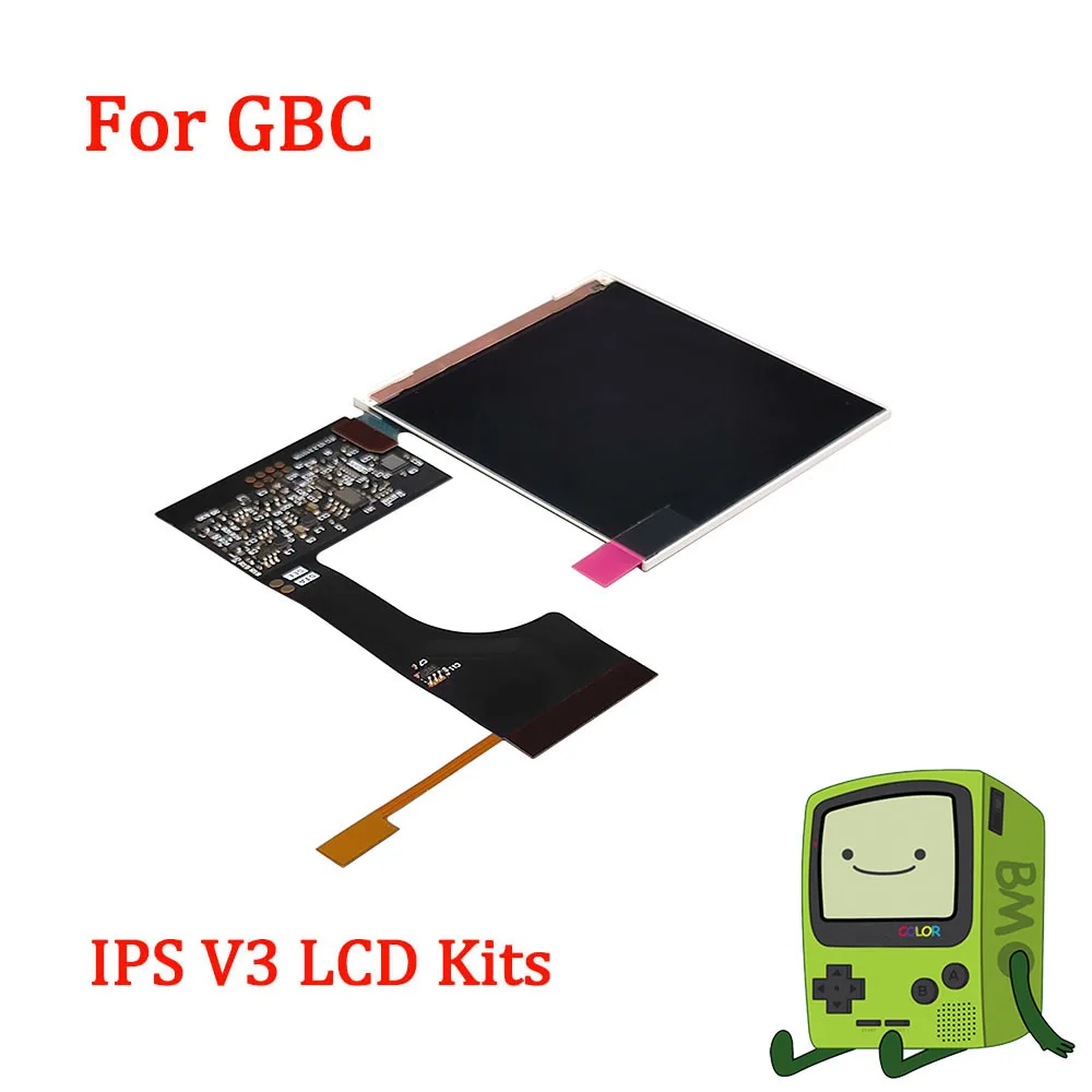 New IPS V3 LCD Screen Kits for GBC high light backlight pixel ips lcd kits for Gameboy Color with more 25% display area screen