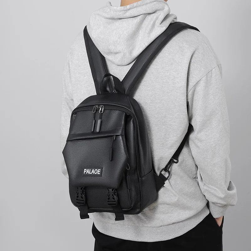 

Mini Men's Backpack Small Man Multifunction Ch Bag Schoolbag Travel Backpacks Male Rucksack 2023 Pu Leather Bagpack