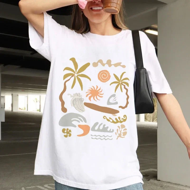 Женская футболка с коротким рукавом летняя разноцветная Пляжная в стиле 90-х