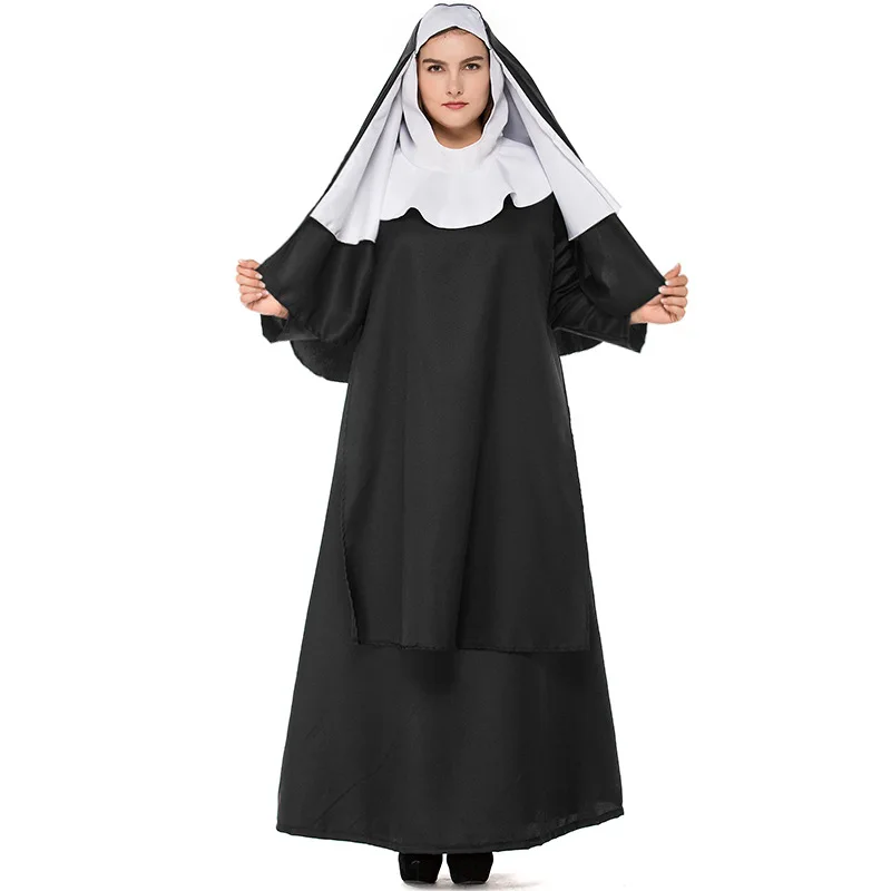 

Halloween Cosplay Medieval Catholic Nun Costume Lady Carnival Church Religious Convent Fancy Party Dress