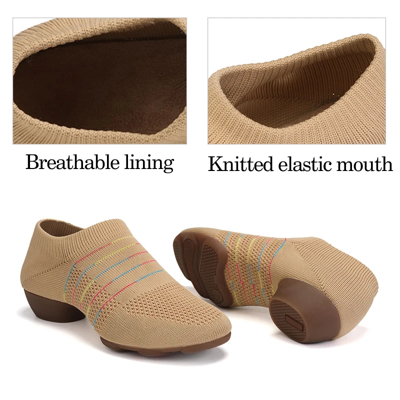 DKZSYIM Dance shoes For Women Colors Knitting Breathable Dancing Shoes flat Latin Shoes Indoor/Outdoor Practice match Jazz Shoes