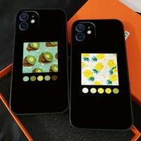 watercolour fruit phone case for funda iphone 13 11 pro max 12 mini x xr xs max 6 6s 7 8 plus coque celular etui liquid silicon