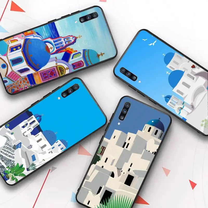 

Oia Santorini Greece Church Hand Painted Phone Case for Samsung A51 A30s A52 A71 A12 for Huawei Honor 10i for OPPO vivo Y11